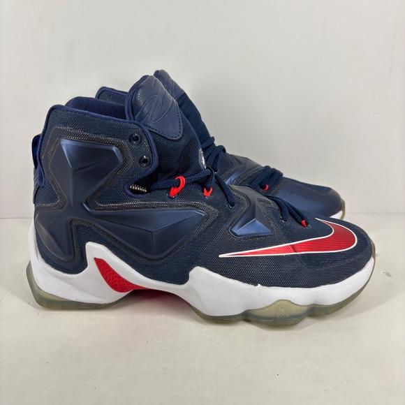 Nike LeBron XIII 13 Navy Blue Red Basketball Shoes Sneakers Mens Size‎ 8.5 - Picture 1 of 7